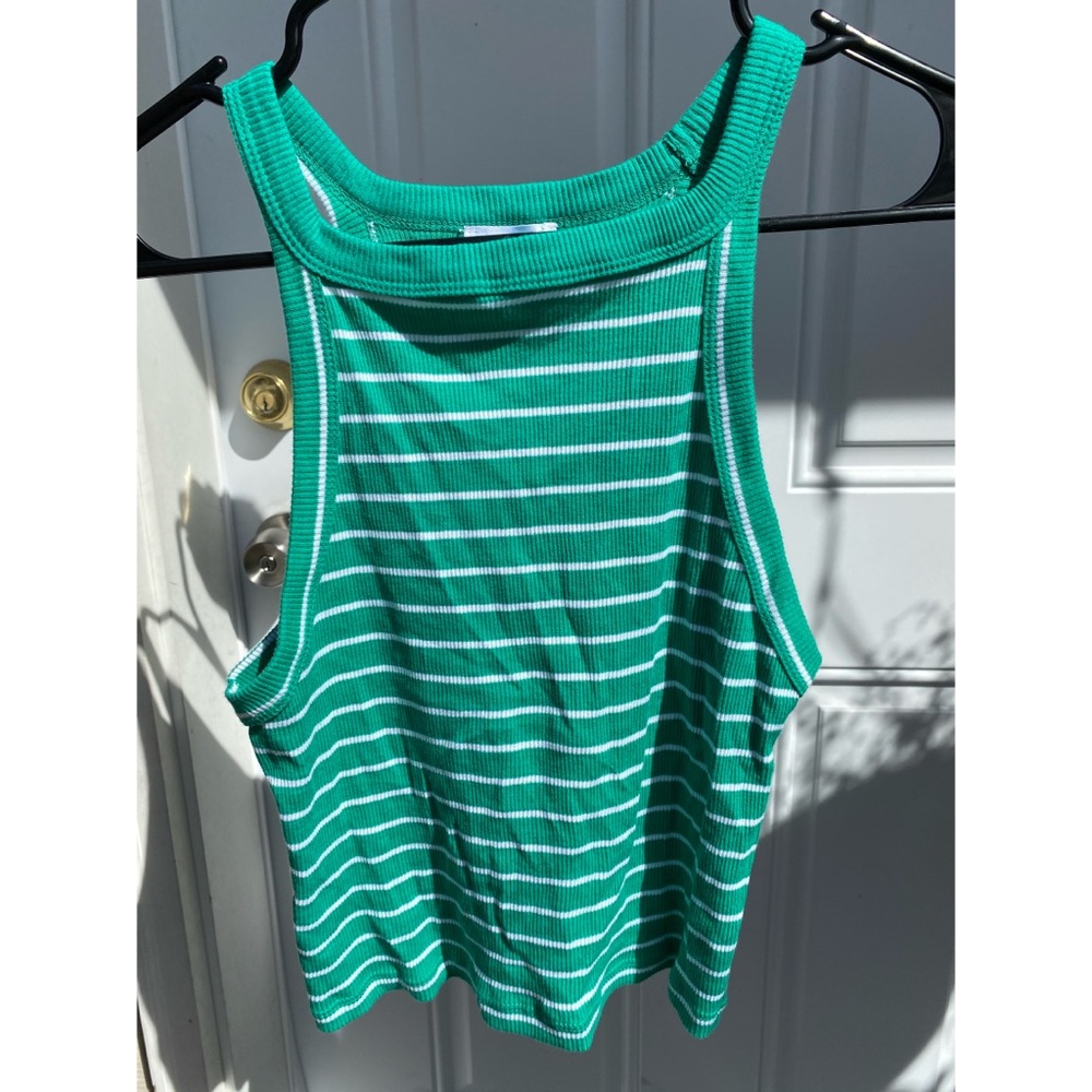 Green Tank Top w/ White Stripes